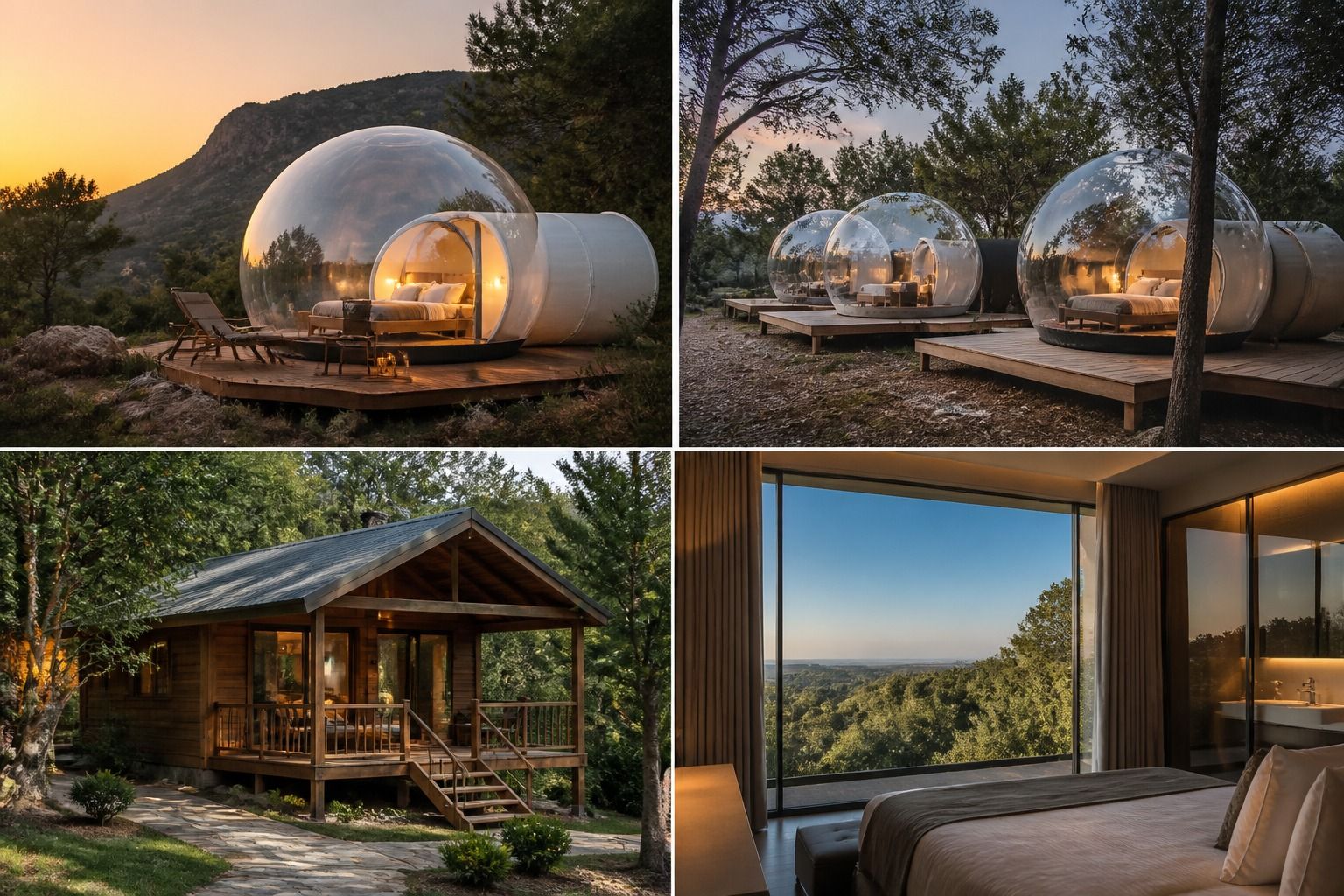 Glamping burbuja en España: diferencia con cabaña, camping y hotel