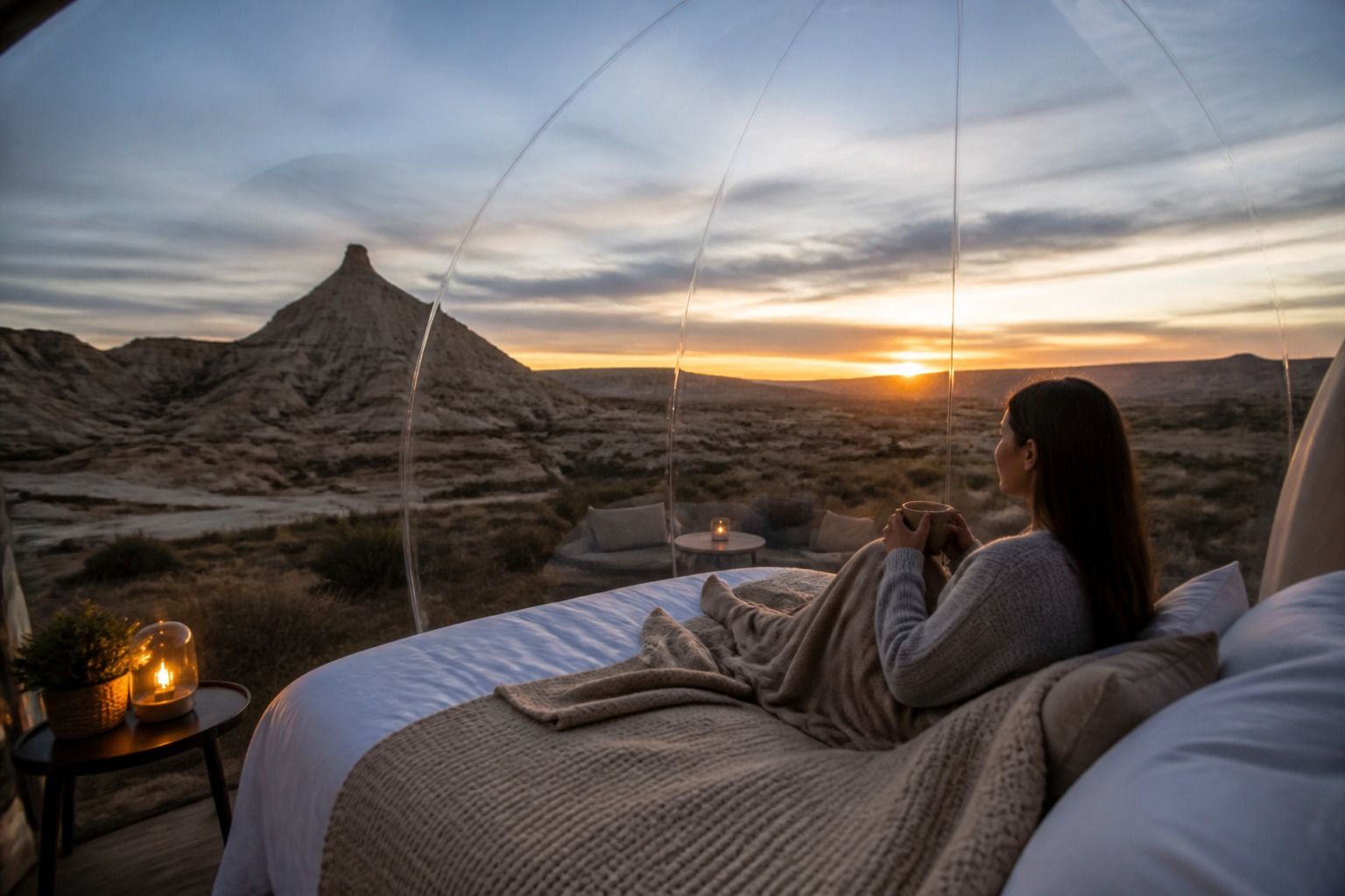 Hotel burbuja en Navarra: Bardenas, Puente la Reina y cielo despejado